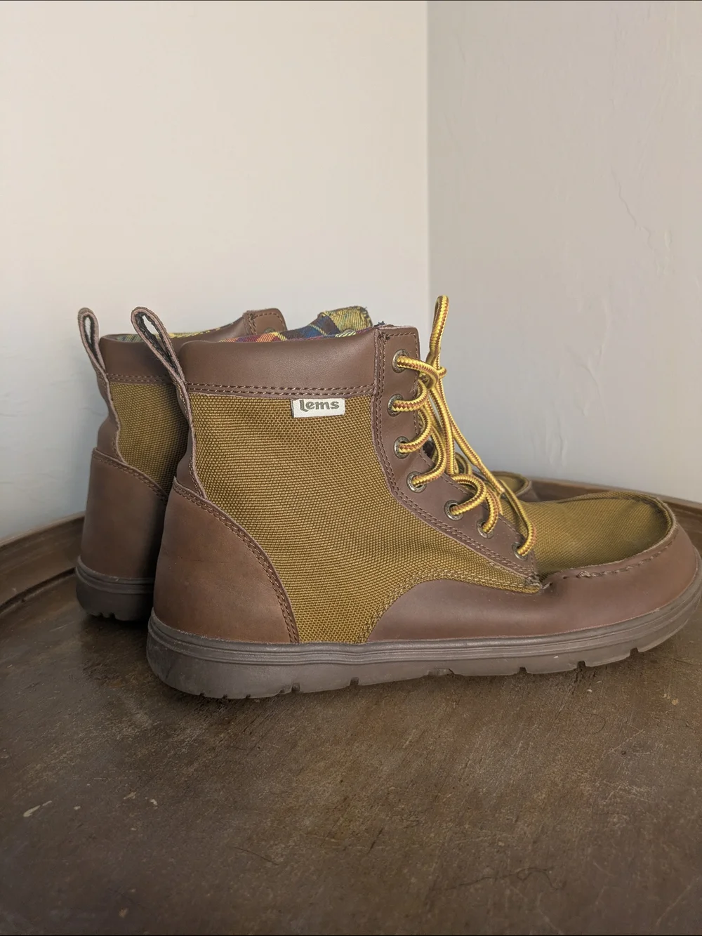 Lems Boulder Timber Colorway Canvas Leather Boots Minimalist Casual Sz:10